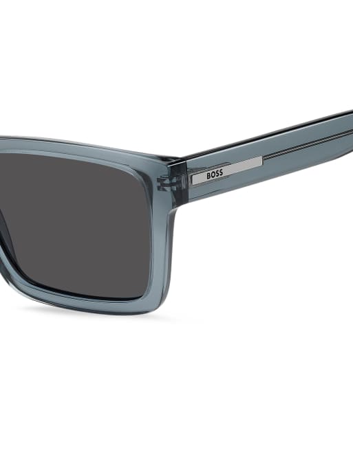 Boss Sunglasses gafas de sol rectangulares con lentes grises en azul, 3 de 6