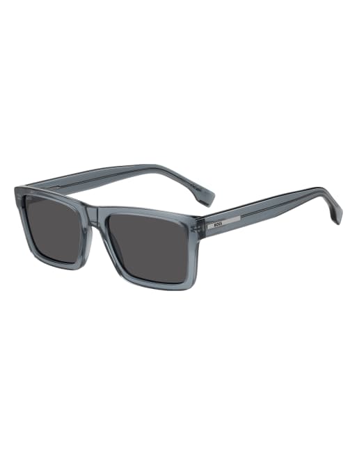 Boss Sunglasses gafas de sol rectangulares con lentes grises en azul, 5 de 6