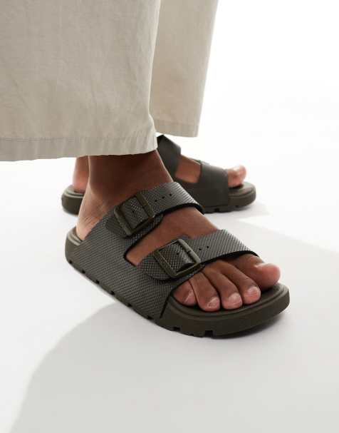 BOSS Surfley logo moulded sandals in dark green - view 1
