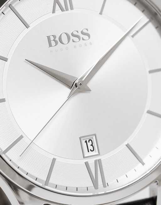 Boss – Svart läderklocka för män med vit urtavla 1513893, 3 av 4