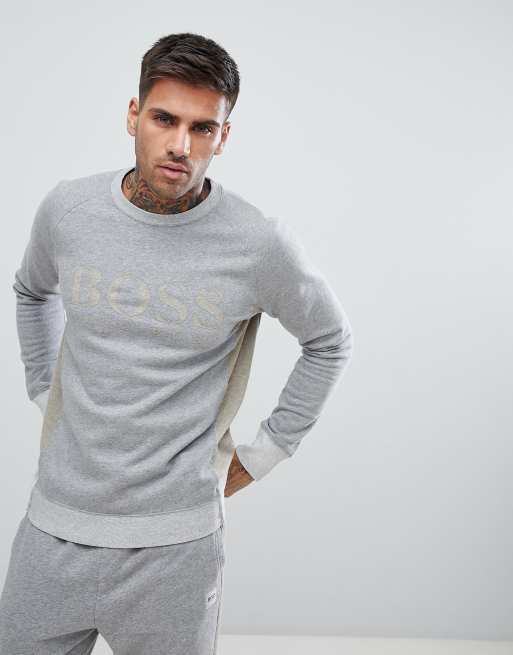 BOSS Casual - Survêtement effet coupé-cousu à bord brut - Gris, 3 de 4