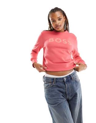 BOSS - Sweatshirt in Rosa mit Logo