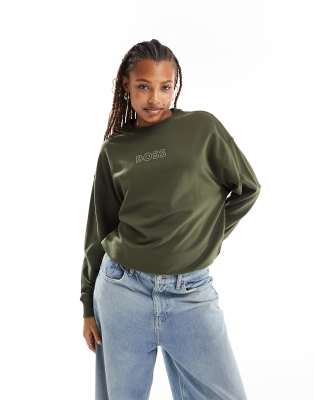 Boss - Sweatshirt mit Logo in Khaki-Grün