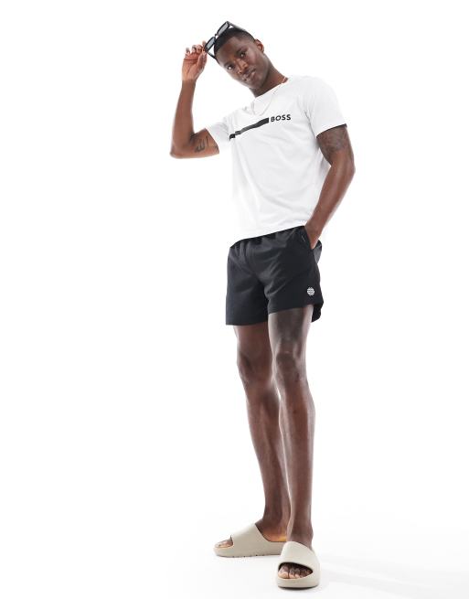 BOSS Swimwear – Biały dopasowany T-shirt, 4 z 4