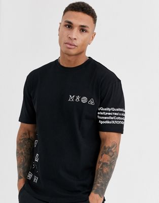 BOSS - T-shirt met Plastic free-print in zwart