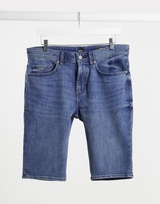 BOSS Taber denim shorts in light wash-Blue