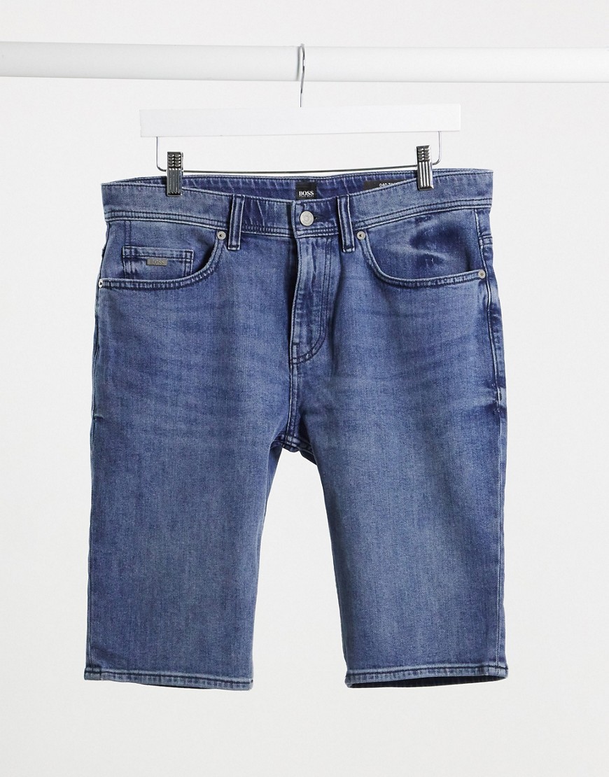 BOSS - Taber - Pantaloncini di jeans lavaggio chiaro-Blu