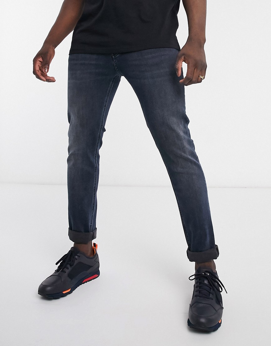 BOSS Taber tapered fit jeans in dark blue-Blues