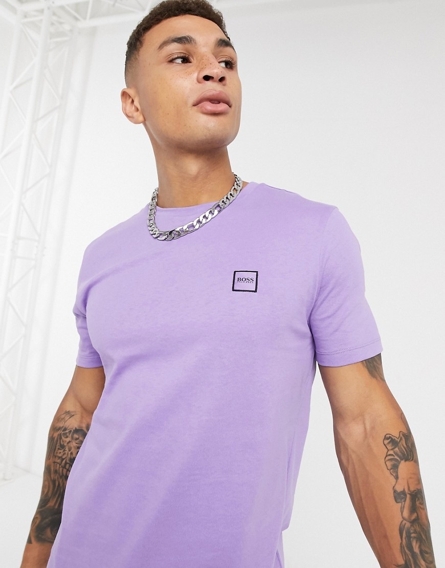 BOSS Tales box logo T-shirt in lilac-Purple