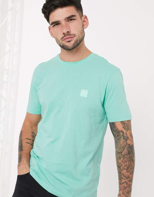 BOSS Tales box logo tshirt in mint green ASOS