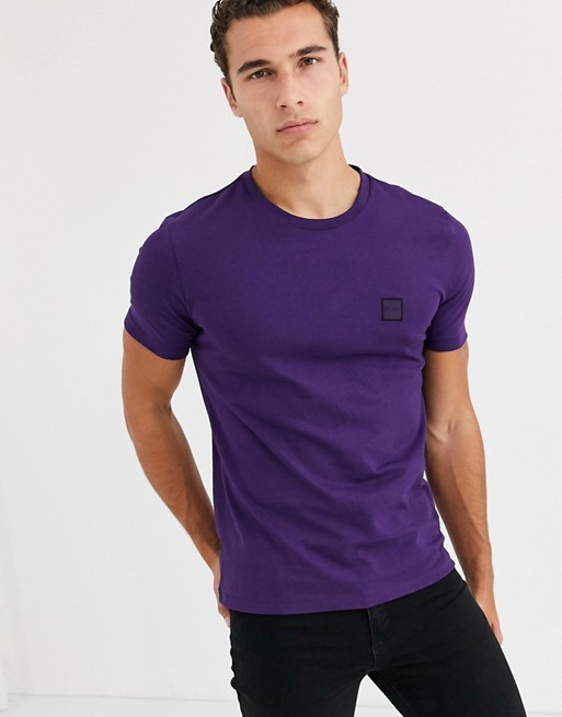BOSS Tales box logo t-shirt in purple