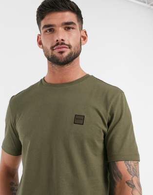 BOSS Tales logo t-shirt in khaki | ASOS