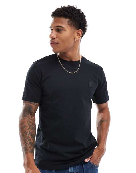 BOSS - Tales - Sort T-shirt med firkantet logo - view 1