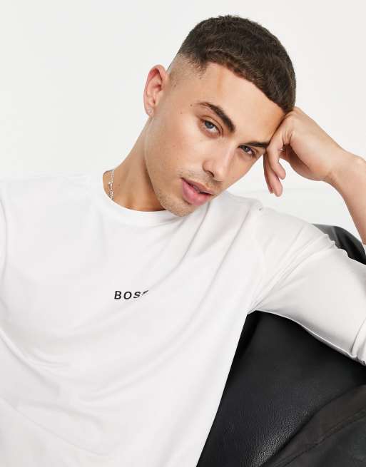 BOSS – Tchark – Vit långärmad t-shirt 