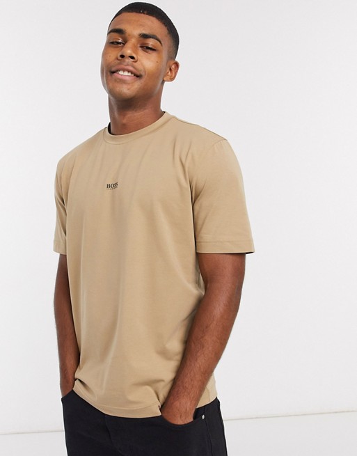 BOSS Tchup contrast logo t-shirt in lt. brown
