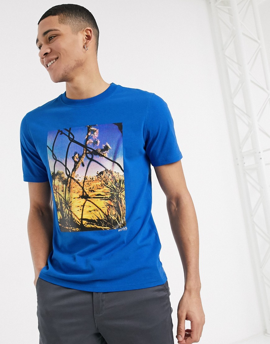 BOSS - Teear - T-shirt met print-Blauw