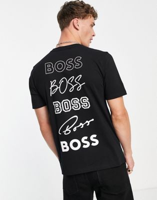 Boss Teeback t-shirt with back print in black