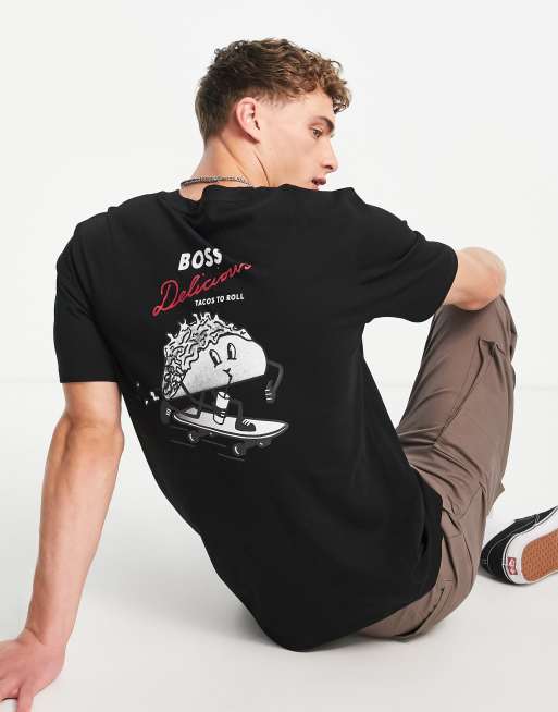 Boss Teecartoon t-shirt with back print in black 