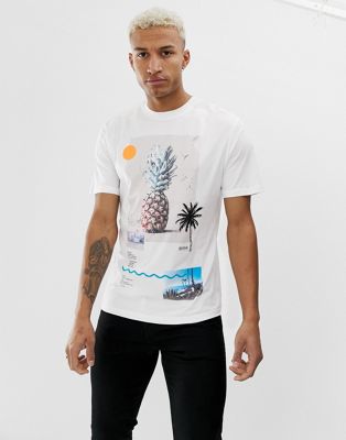 BOSS Teecher - 3 T-shirt met grafische palmbomenprint in wit