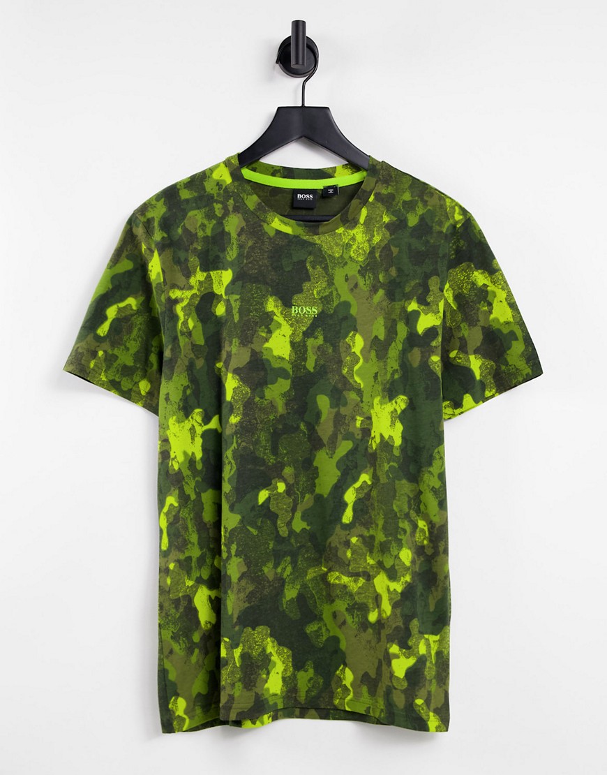 BOSS TForest camo print t-shirt in green