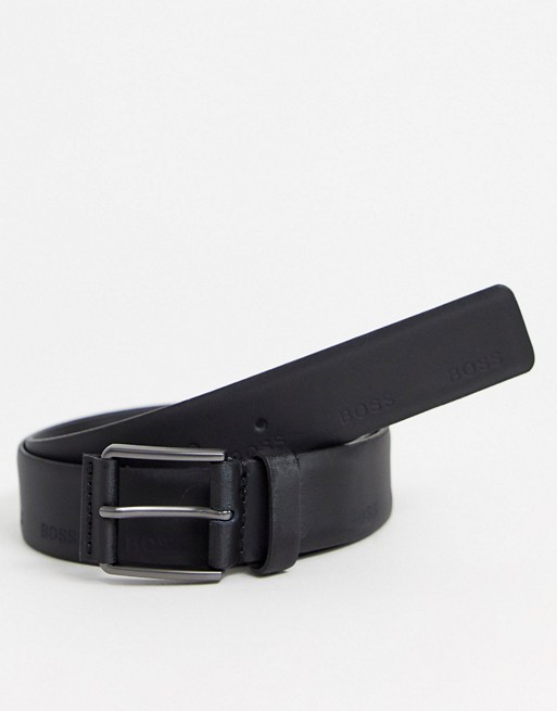BOSS Ther-I logo detail belt in black
