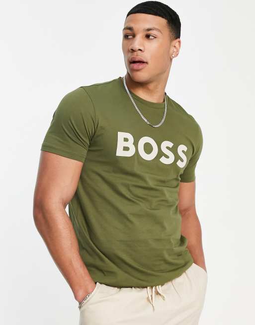 Hugo boss khaki clearance t shirt