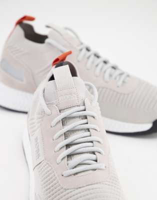 boss titanium trainers grey