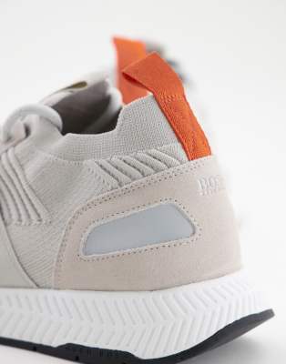 boss titanium trainers grey
