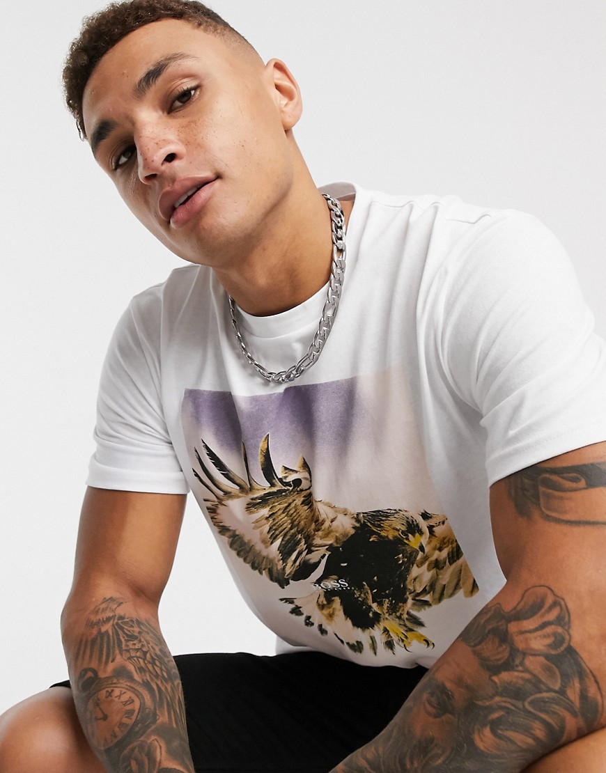 BOSS Tomio 4 eagle print T-shirt in white