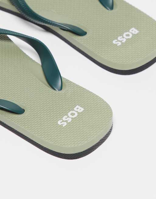 BOSS – Tracy – Ljusgröna flip flops med logga, 2 av 3