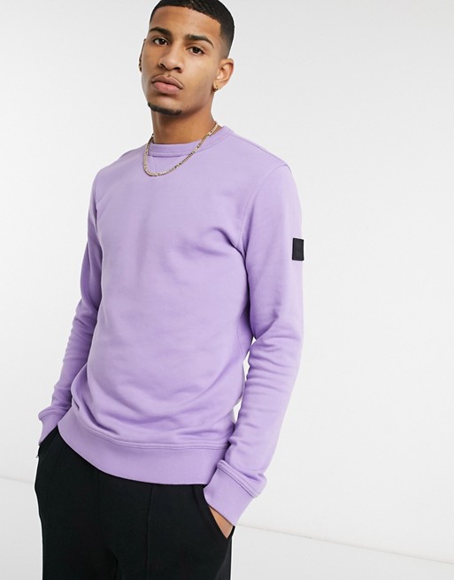 BOSS Walkup 1 rubberised sleeve logo sweatshirt in lilac