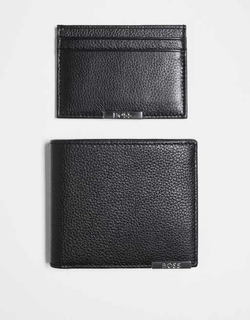 BOSS wallet and card holder giftset in black | ASOS