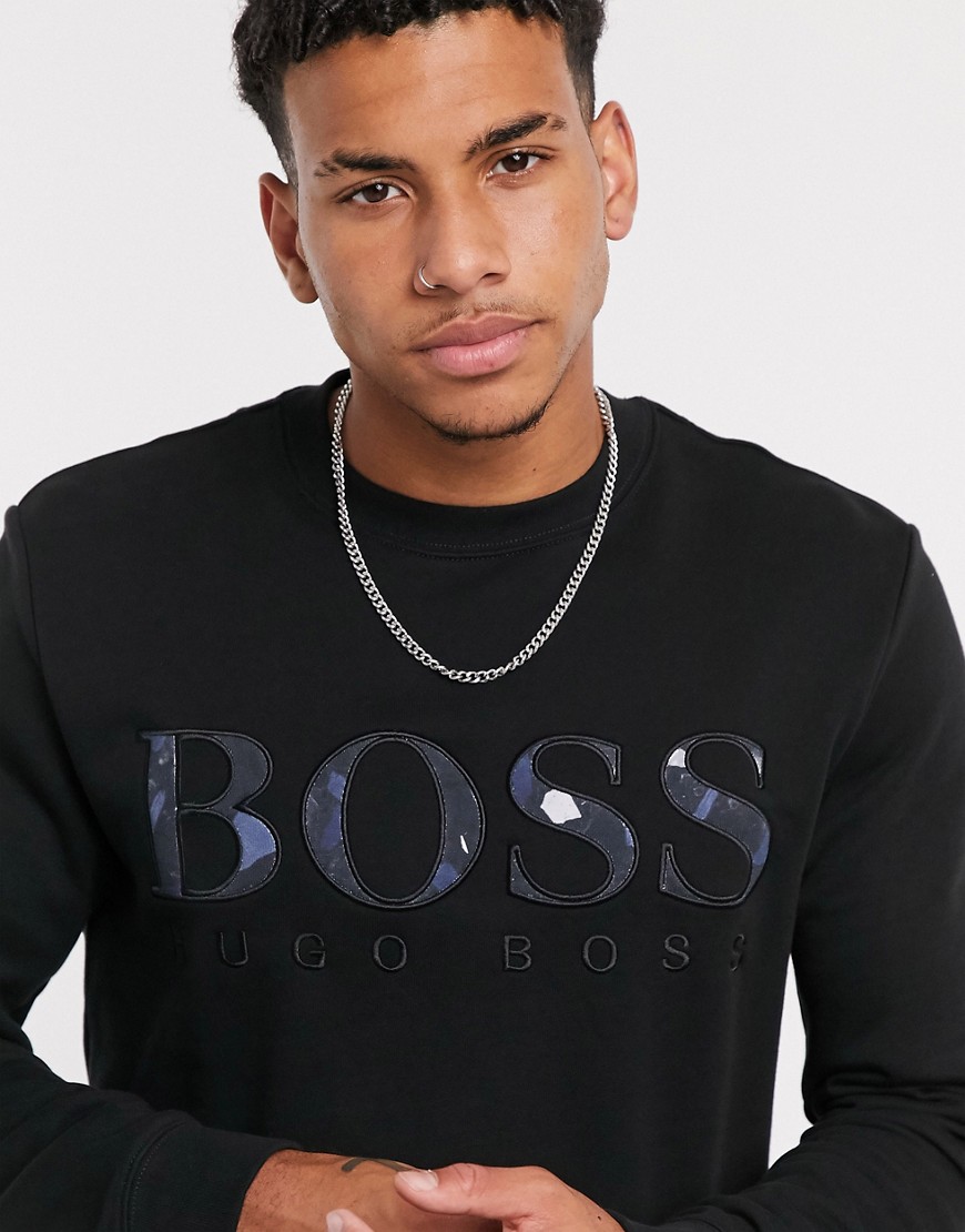 BOSS – Wedown – Svart sweatshirt med stor logga