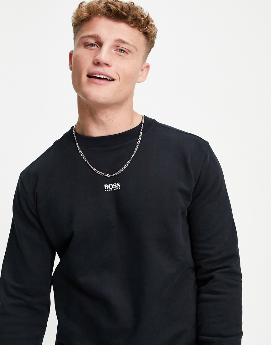 BOSS Weevo 2 relaxed fit sweatshirt with central logo in black