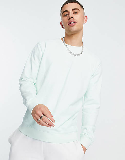 BOSS Weevo 2 relaxed fit sweatshirt with central logo in light green | ASOS