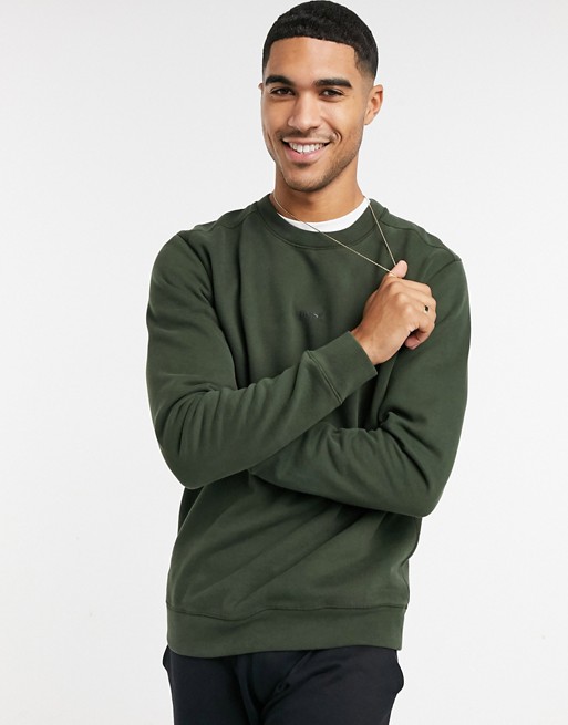 BOSS Weevo contrast logo sweatshirt in khaki