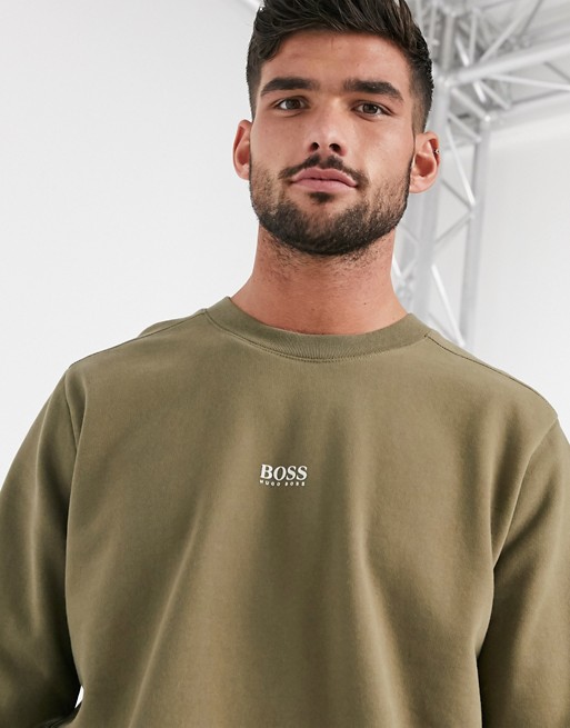 BOSS Weevo small chest logo sweat in khaki