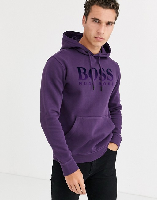BOSS Wmarco flocked logo overhead sweat in purple