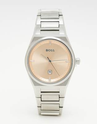 womens bracelet watch with gold dial in silver