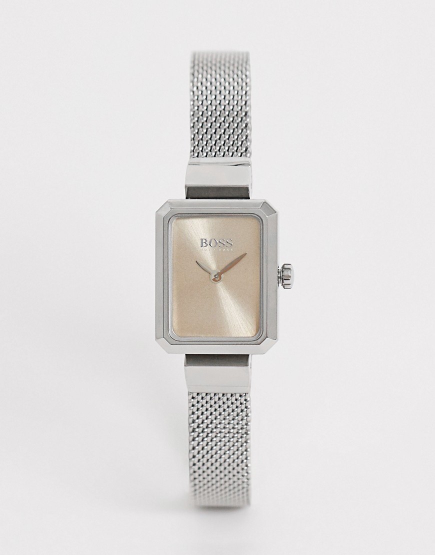 Boss womens watch with milanese strap in silver