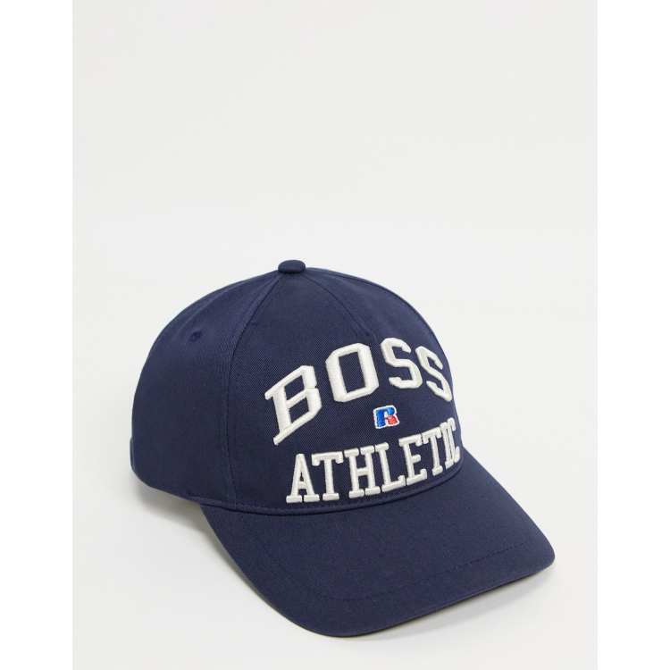 Boss x Russell Athletic Feagle varsity cap in navy | ASOS