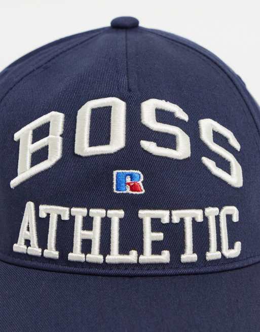 Boss x Russell Athletic Feagle varsity cap in navy | ASOS