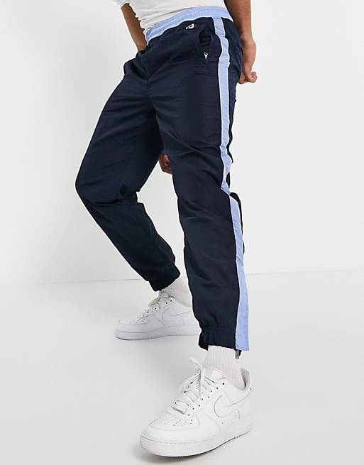 Boss x Russell Athletic Janyl joggers with side stripe in navy