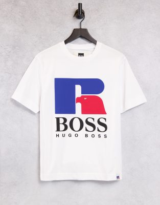 Hugo Boss Boss X Russell Athletic - Cotton Crew-neck T-shirt In Blue