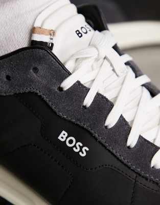 Hugo Boss Sneakers Open Blue Zayn Wash Effect In Black