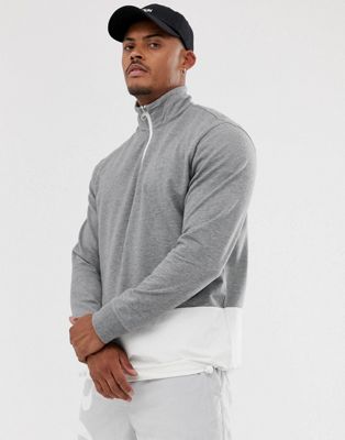 BOSS – Zcomp – Grå sweatshirt med dragkedja upptill och logga baktill
