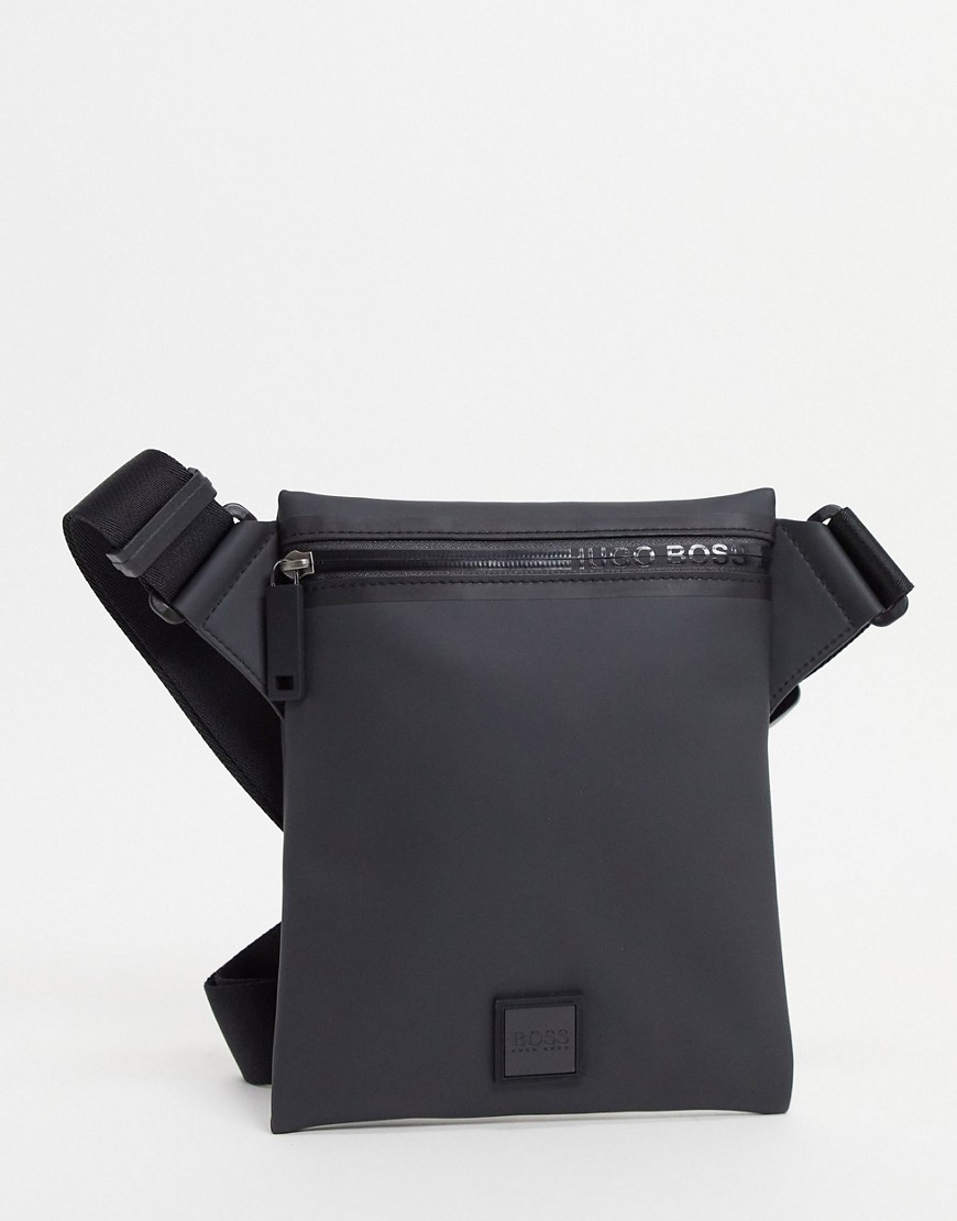 BOSS zip messenger bag in black