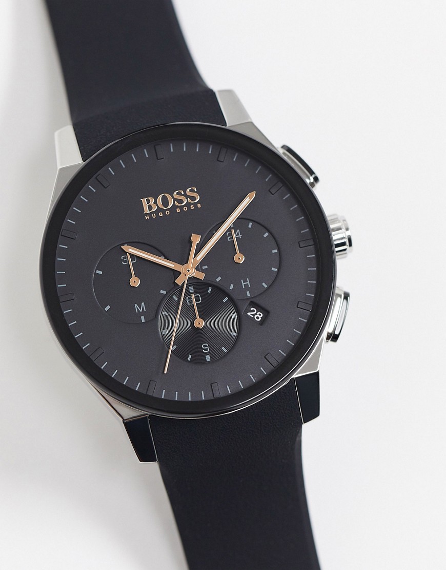 BOSS - Zwart siliconen horloge 1513759