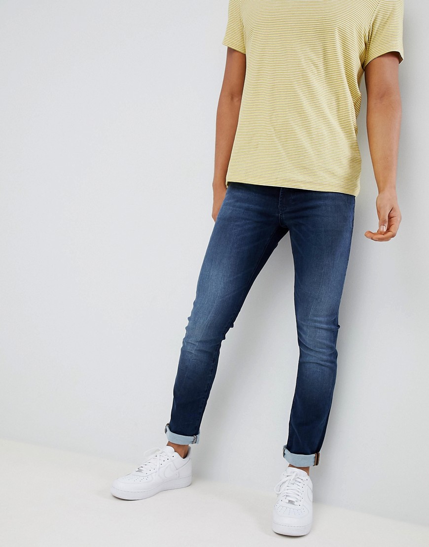 BOSS – Jeans med använd look och skinny fit-Blå