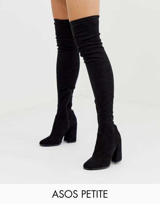 Botas altas hasta el muslo de tac n en negro Korey de ASOS DESIGN Petite